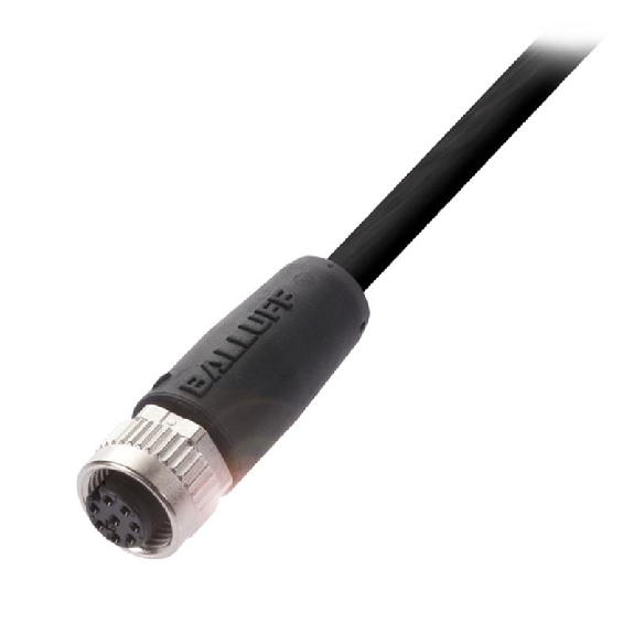 M12A Fem Droit 8p; Câble PUR 8x0.25 Noir Cpc 10m (30V)-Lire la description