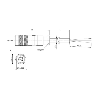 M16 Fem Droit 8p; Câble PTFE Blindé 7x0.25 Noir 15m-Lire la description