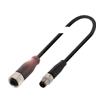M12A Fem Droit 5p/M08A Mâle Droit 3p; Câble PUR 3x0.34 Noir Cpc 5m-Lire la description