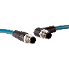 M12 Mâle Droit 4p/M12 Mâle Coudé 4p Câble PUR Bleu 10m Blindé