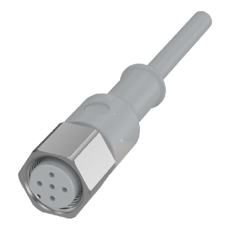 M12A Fem Droit 5p Inox WD; Câble TPE-V 5x0.34 Gris 10m-Lire la description