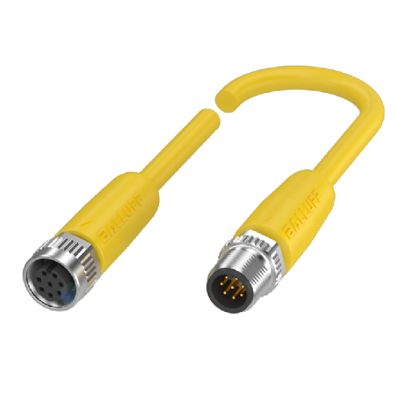M12A Fem Droit 8p/M12A Mâle Droit 8p; PUR 8x0,25 Jaune Cpc 20m-Lire la description