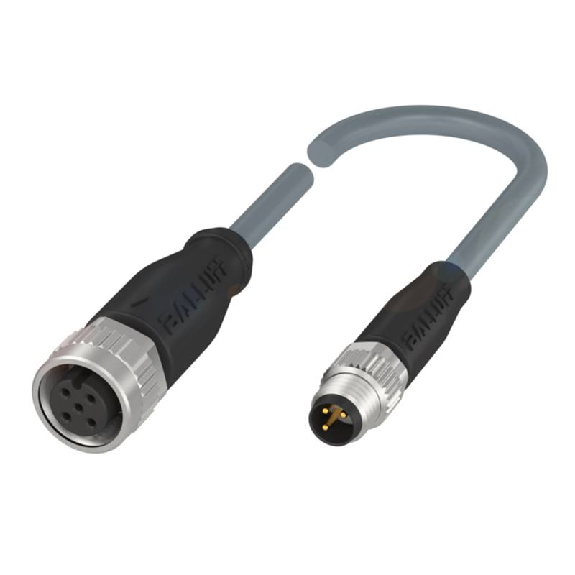 M12A Fem Droit 5p/ M08A Mâle Droit 3p; Câble PVC 3x0.34 Gris Cpc 0.6m-Lire la description