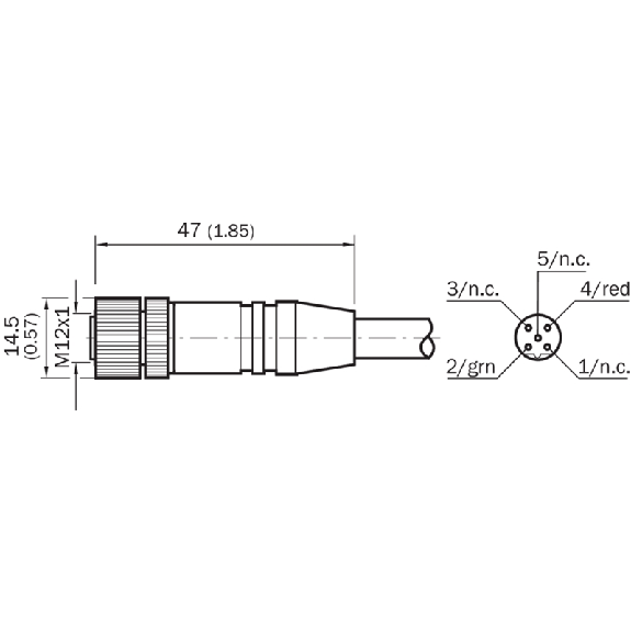 M12 Fem Droit 5p; Câble PUR Blindé 2x0,34 Violet Cpc 5m-Lire la description