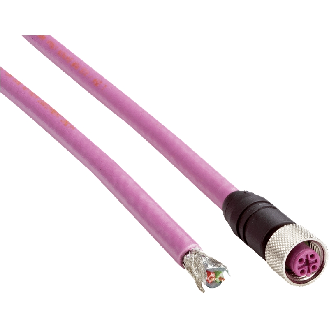 M12 Fem Droit 5p; Câble PUR Blindé 2x0,34 Violet Cpc 5m-Lire la description