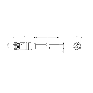 M12A Fem Droit 8p; Câble PUR Blindé 8x0.25 Noir Cpc 50m (36Vdc/30Vac)-Lire la description