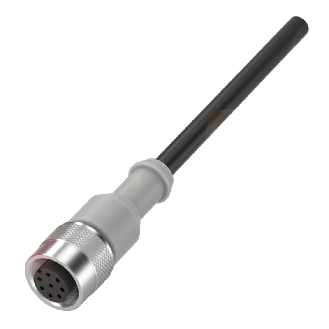 M12A Fem Droit 8p; Câble PUR Blindé 8x0.25 Noir Cpc 50m (36Vdc/30Vac)-Lire la description
