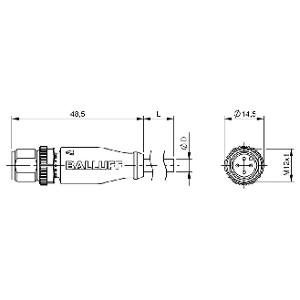 M12A Mâle Droit 4p; Câble PVC 4x0.34 Gris Cpc 10m (250V)-Lire la description