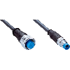 M12A Fem Droit 4p/M08A Mâle Droit 4p; Câble PUR 4x0.25 Noir Cpc 2m