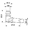 M12A Fem Coudé 3p/M08A Mâle Coudé 3p; Câble PUR 3x0,25 Noir Cpc 0.6m