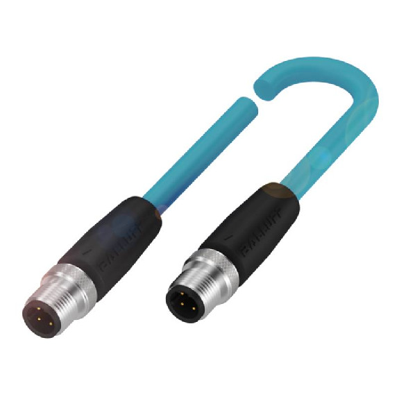 M12D Mâle Droit 4p/M12D Mâle Droit 4p; TPE Blindé AWG24 Bleu Cpc 5m-Lire la description