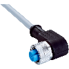 M12A Fem Coudé 4p; Câble PVC 4x0.34 Gris 2m