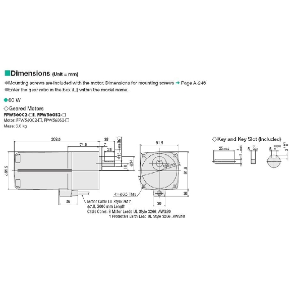 Moteur étanche, 3PH 200/220/230VAC, 60W, Bride 90mm, 1:60 Moteur étanche, 3PH 200/220/230VAC, 60W, Bride 90mm, 1:60-Lire la description