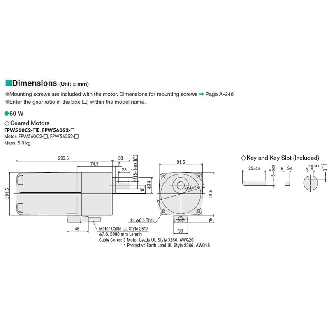 Moteur étanche, 3PH 200/220/230VAC, 60W, Bride 90mm, 1:60-Lire la description