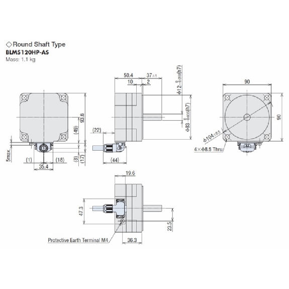 Moteur Brushless DC 120W, 0.382 Nm, Bride 90mm, Axe 12mm-Lire la description