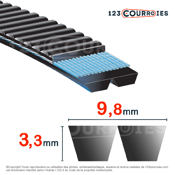 Courroie trapézoïdale polyuréthane Polyflex 5M925/2 Courroie trapézoïdale polyuréthane Polyflex 5M925/2-Lire la description