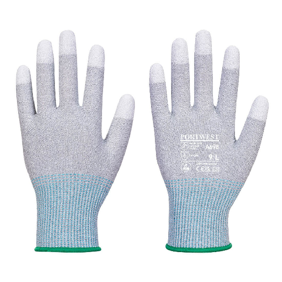 Portwest - Gants anti-coupure de niveau B avec bouts de doigts enduit PU ESD (Pack de 12)-Lire la description