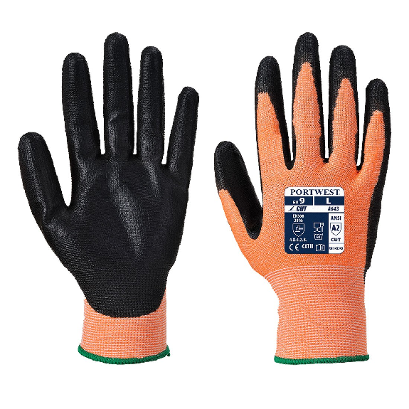 Portwest - Gant mousse Nitrile Ambre coupure B - A643-Lire la description