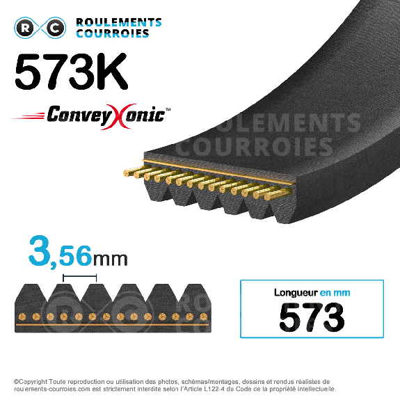 Courroie Conveyxonic 8PK573-Lire la description