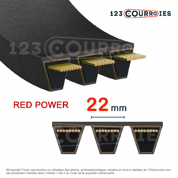 Courroie KB Kraftband Red Power 3 5-SPC7500RP-Lire la description