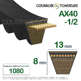 Courroie trapézoidale crantée Conti V FO AX40.5 13 x 1029 Li / 1059 Ld-Lire la description