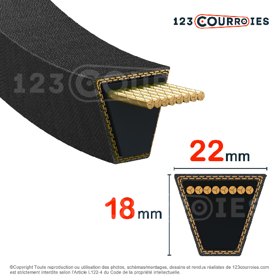 Courroie trapézoidale lisse Texrope VP2 SPC10600-Lire la description