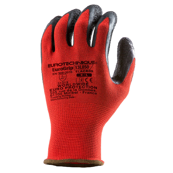 Coverguard - Gant de protection manutention rouge gris EUROLITE 13L850 (Pack de 10) Coverguard - Gant de protection manutention rouge gris EUROLITE 13L850 (Pack de 10)-Lire la description
