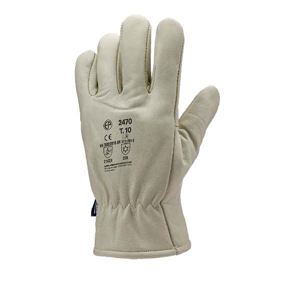 Coverguard - Gant anti-froid beige en fleur vachette hydrofuge EUROWINTER LABRADOR (Pack de 12)-Lire la description