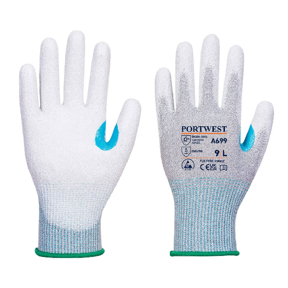 Portwest - Gants anti-coupure de niveau B avec renfort enduit PU ESD (Pack de 12) Portwest - Gants anti-coupure de niveau B avec renfort enduit PU ESD (Pack de 12)-Lire la description
