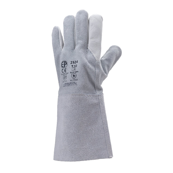 Coverguard - Gant de soudure blanc gris fleur de vachette et dos croûte EUROWELD 2524 (Pack de 12)-Lire la description