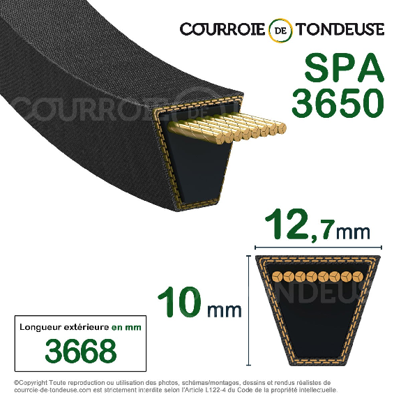 Courroie trapézoidale lisse Conti V SPA3650 Ld-Lire la description