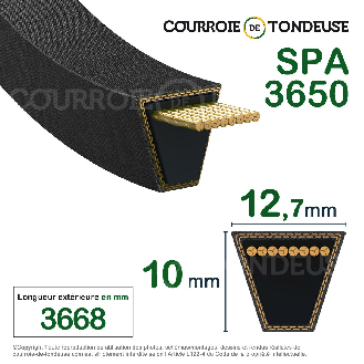 Courroie trapézoidale lisse Conti V SPA3650 Ld-Lire la description