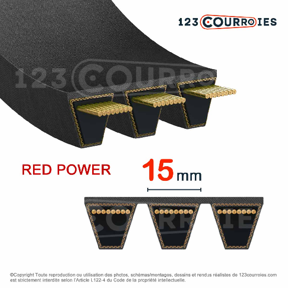 Courroie KB Kraftband Red Power 3 3-5V1120RP-Lire la description