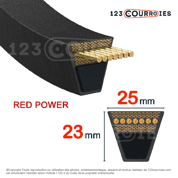 Courroie trapézoidale lisse Red Power 3 8V1320-Lire la description