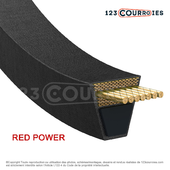 Courroie trapézoidale lisse Red Power 3 8V1320-Lire la description