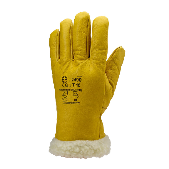 Coverguard - Gant anti-froid jaune fleur de vachette fourré EUROWINTER ISLANDE (Pack de 6)-Lire la description