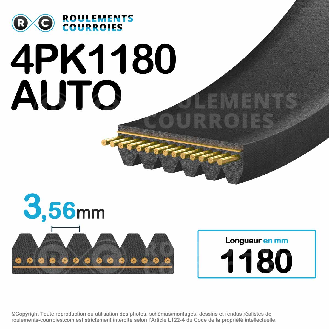 Courroie Poly-V striée automobile 4PK1180-Lire la description