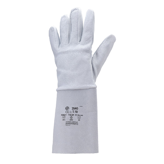 Coverguard - Gant de soudure antistatique blanc gris fleur d?agneau et manchette croûte EUROWELD 2540 (Pack de 10)-Lire la description