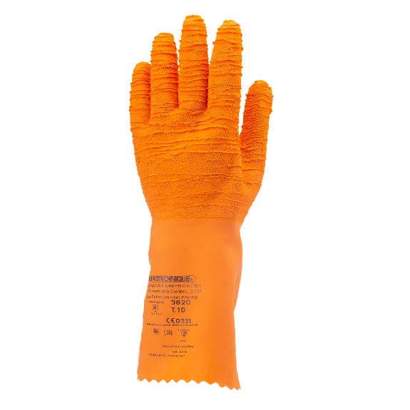Coverguard - Gant de protection chimique orange en latex crêpé EUROCHEM L3820 (Pack de 12)-Leggi tutto