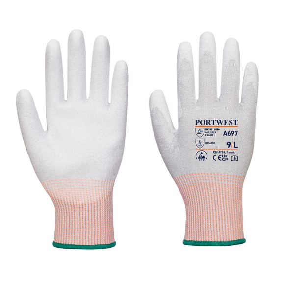 Portwest - Gants anti-coupure de niveau B avec paume enduite PU ESD (Pack de 12) Portwest - Gants anti-coupure de niveau B avec paume enduite PU ESD (Pack de 12)-Lire la description