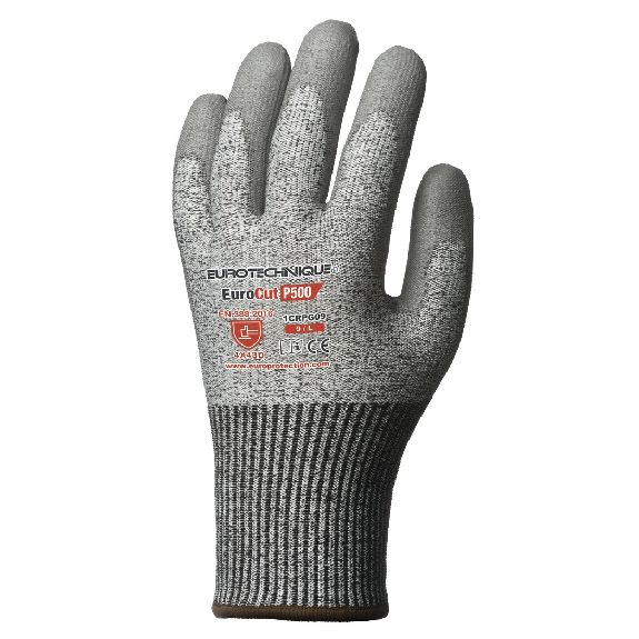 Coverguard - Gant anti-coupure gris enduit PU EUROCUT P500 (Pack de 5)-Lire la description