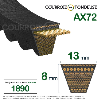 Courroie trapézoidale crantée Conti V FO AX72 13 x 1829 Li / 1859 Ld-Lire la description