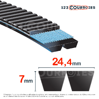 Courroie trapézoïdale polyuréthane Polyflex 11M850/2-Lire la description