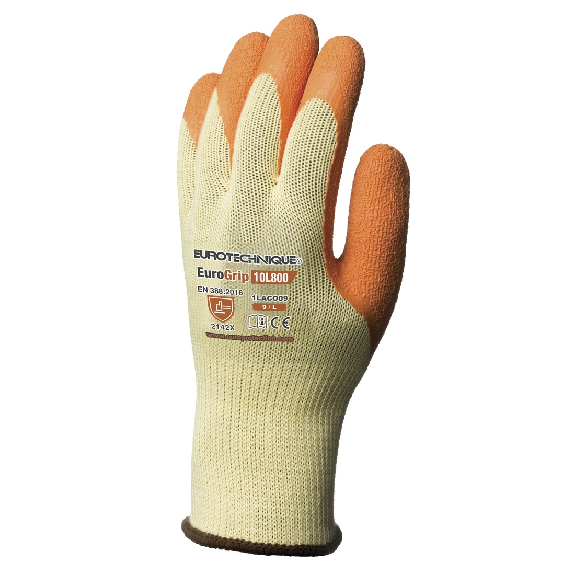 Coverguard - Gant de protection manutention orange bleu latex adhérisé EUROSTRONG 10L800 (Pack de 10)-Lire la description