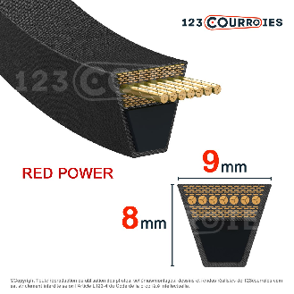 Courroie trapézoidale lisse Red Power 3 3V560-Lire la description
