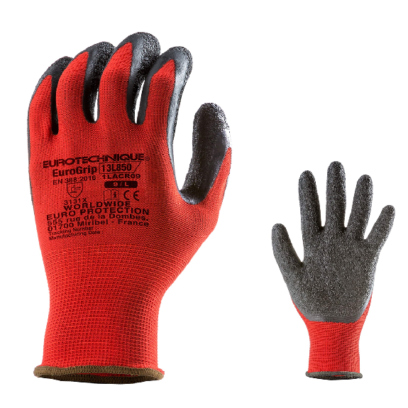 Coverguard - Gant de protection manutention rouge gris EUROLITE 13L850 (Pack de 10)-Lire la description