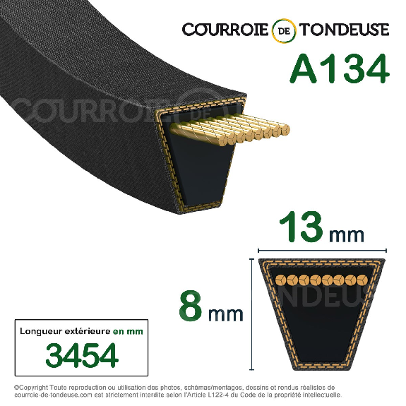 Courroie trapézoidale lisse Conti V A134 13 x 3404 Li / 3434 Ld-Lire la description