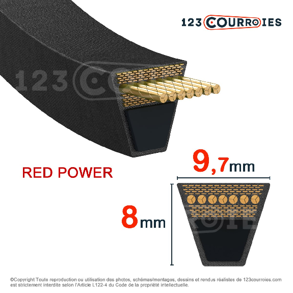 Courroie trapézoidale lisse Red Power 3 SPZ1237 Ld-Lire la description