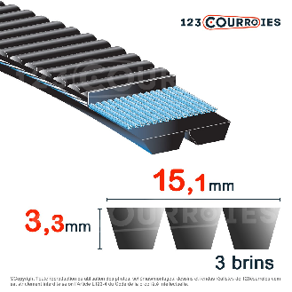 Courroie trapézoïdale polyuréthane Banflex 3-5MS975-Lire la description