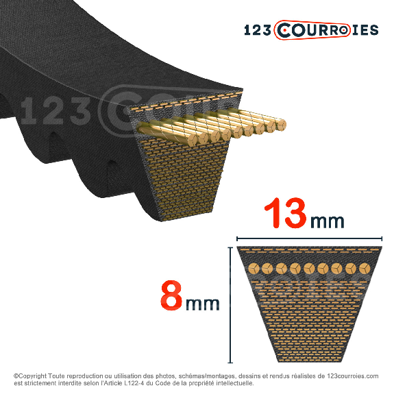 Courroie trapézoidale crantée Conti V FO AX35 13 x 889 Li / 919 Ld-Lire la description